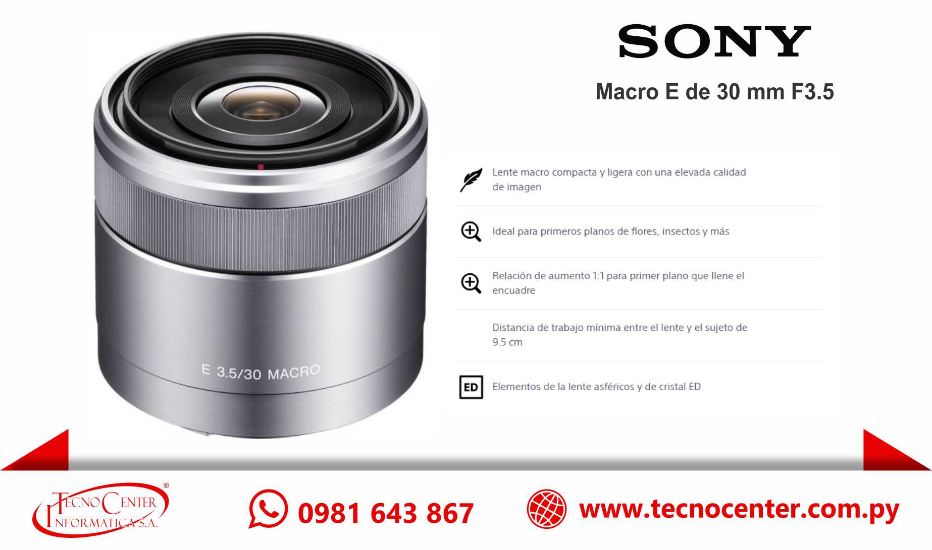 Lente Sony SEL 30mm F/3.5 Macro